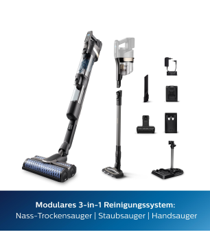 PHILIPS XW9383/01 AquaTrio Cordless Serie 9000 saugen und wischen, kabellos, Nass-/Trockensauger, Akkubetrieb