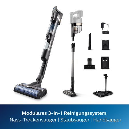 PHILIPS XW9383/01 AquaTrio Cordless Serie 9000 saugen und wischen, kabellos, Nass-/Trockensauger, Akkubetrieb