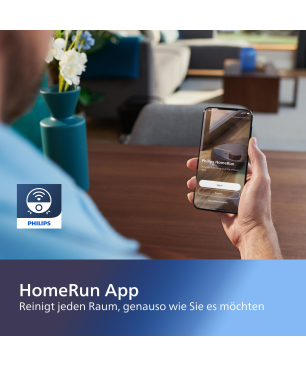 PHILIPS XU7000/01 HomeRun 7000 Series Aqua mit Wischfunktion und App connection, Hindernissenerkennung, Saugroboter