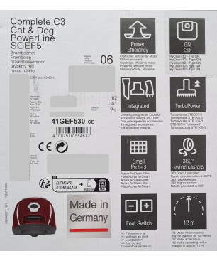 MIELE Complete C3 Cat & Dog Bodenstaubsauger mit Beutel, maximale Leistung: 890 Watt, rot)