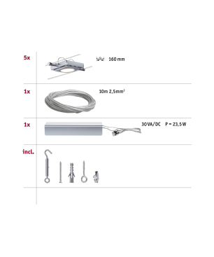 PAULMANN LICHT MacLED (94108) Seilsystem Warmweiß