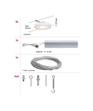 PAULMANN LICHT DiscLED I (94109) Seilsystem Warmweiß