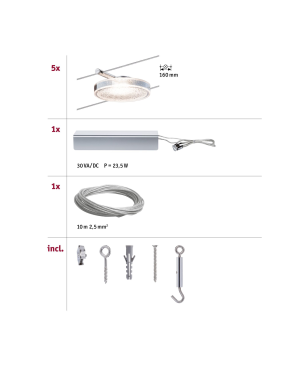 PAULMANN LICHT DiscLED II (94110) Seilsystem Warmweiß