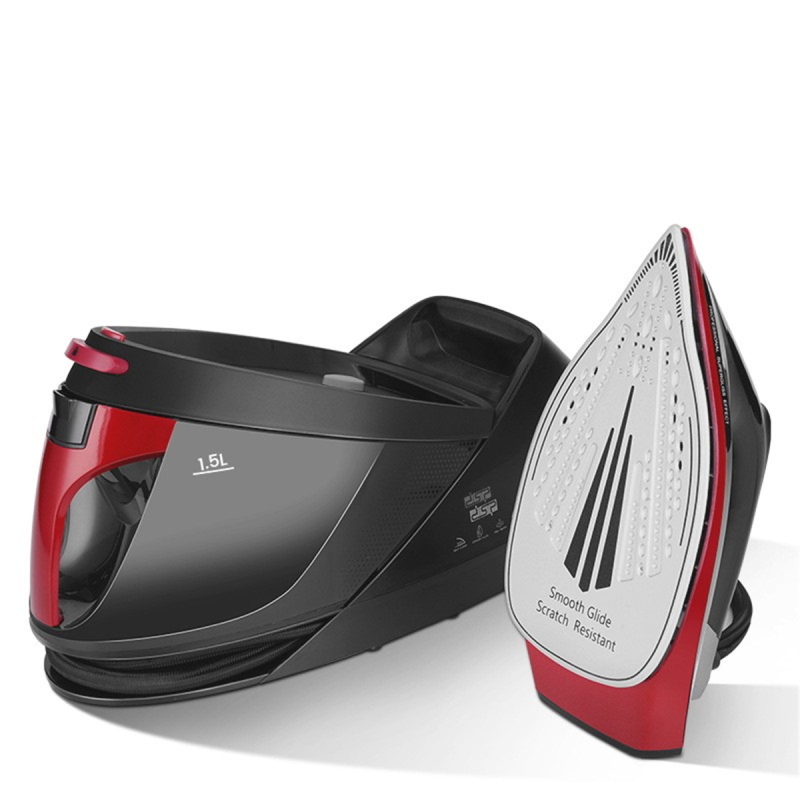 SYNTEK Dampfbügeleisen Rot Handbügeleisen nass & trocken kompakt hängend Dampfbügeleisen (2200 Watt, Keramische Bodenplatte)