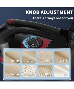 SYNTEK Dampfbügeleisen Rot Handbügeleisen nass & trocken kompakt hängend Dampfbügeleisen (2200 Watt, Keramische Bodenplatte)