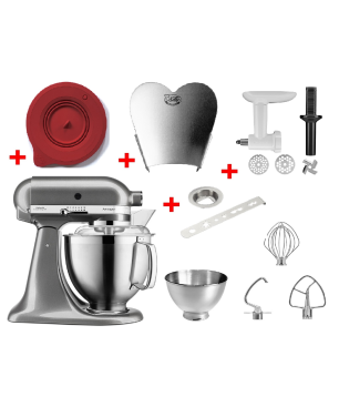 KITCHENAID 5KSM185PSEMS Küchenmaschine Medaillon Silber (300 Watt)