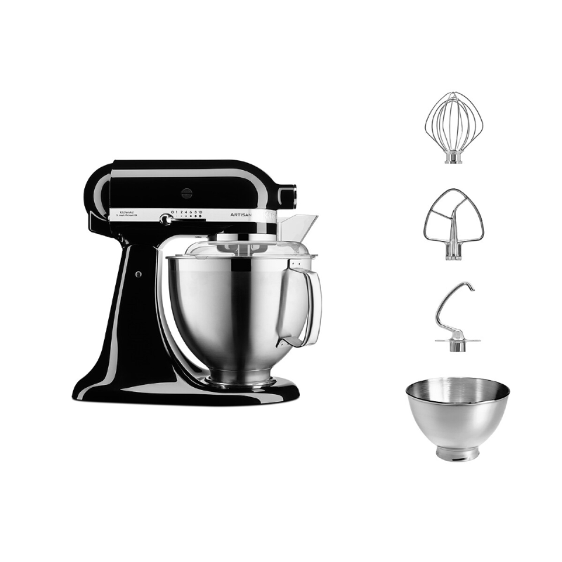 KITCHENAID Artisan 4,8 Liter - 5KSM185PSEOB Küchenmaschine Onyx Schwarz (300 Watt)
