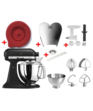 KITCHENAID 5KSM175PSEBK Sparset inkl. 4 Zubehöre Küchenmaschine Onyx Black (Rührschüsselkapazität: 4,8 Liter, 300 Watt)