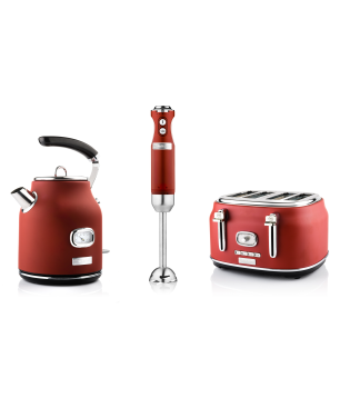 WESTINGHOUSE WES17 Wasserkocher Toaster Mixer Set rot (1750 Watt, Schlitze: 4)