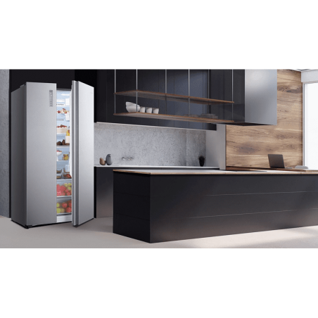 HISENSE RS677N4BIE Side-by-Side (E, 1786 mm hoch, Edelstahl-Imitation)