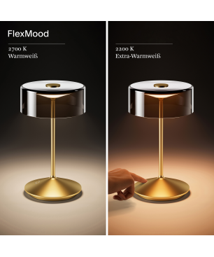 SIGOR Akku-Glasleuchte NUMOTION Tischlampe warmweiss goldfarben