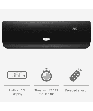 BECOOL BCB12SK2101QW inkl. Vollinstallation Split Klimagerät Schwarz/Weiß Energieeffizienzklasse: A++, Max. Raumgröße: 105 m³