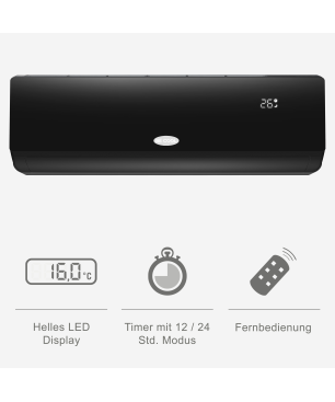 BECOOL BCB18SK2101QW inkl. Vollinstallation Split Klimagerät Schwarz/Weiß Energieeffizienzklasse: A++, Max. Raumgröße: 160 m³