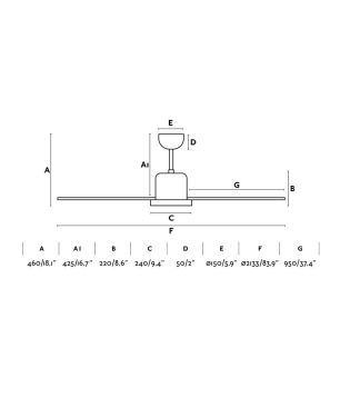 FARO Andros Deckenventilator Grau / Silber (35 Watt)