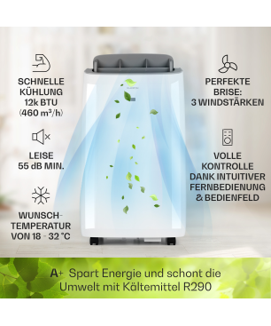 KLARSTEIN Grandbreeze Eco 12K Klimagerät Weiß (Max. Raumgröße: 59 m², EEK: A+)