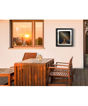 PURLINE Bioethanol-Wandkamin aus schwarzem Edelstahl quadratisches Design wandmontierter Biokamin (3000 Watt)