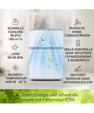 KLARSTEIN Ion Breeze Klimagerät Weiß (Max. Raumgröße: 44 m², EEK: A)