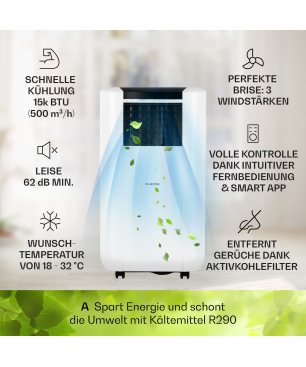 KLARSTEIN Max Breeze Smart mobile Klimaanlage Weiß (Max. Raumgröße: 95 m², EEK: A)