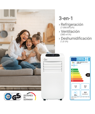 SUNTEC COOLFIXX 2.0 Eco R290 APP Mobiles Klimagerät Weiß (Max. Raumgröße: 25 m², EEK: A)