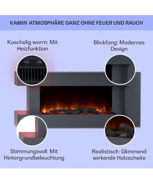 KLARSTEIN Studio Light & Fire Elektrischer Kamin (2000 Watt) Schwarz
