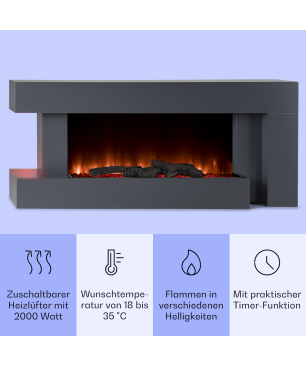 KLARSTEIN Studio Light & Fire Elektrischer Kamin (2000 Watt) Schwarz