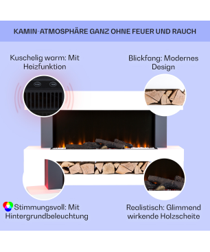 KLARSTEIN Studio Light & Fire Elektrischer Kamin (2000 Watt) Weiß