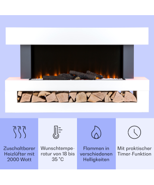 KLARSTEIN Studio Light & Fire Elektrischer Kamin (2000 Watt) Weiß