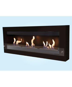 PURLINE Bioethanol-Wandkamin aus schwarzem Stahl Panoramadesign extra groß mit gehärtetem Glas wandmontierter Biokamin (6000 W
