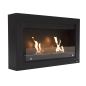 PURLINE Bioethanol-Wandkamin großer Breite aus schwarzem Stahl mit doppelter Flamme wandmontierter Biokamin (4000 Watt)