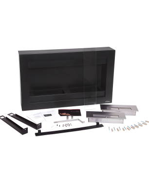 PURLINE Bioethanol-Wandkamin großer Breite aus schwarzem Stahl mit doppelter Flamme wandmontierter Biokamin (4000 Watt)