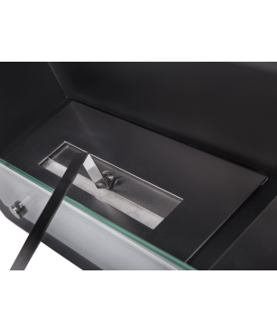 PURLINE Bioethanol-Wandkamin großer Breite aus schwarzem Stahl mit doppelter Flamme wandmontierter Biokamin (4000 Watt)