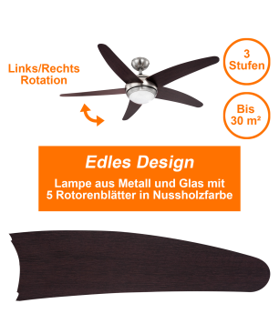 GLOBO 0306LED Deckenventilator Silber (55 Watt)