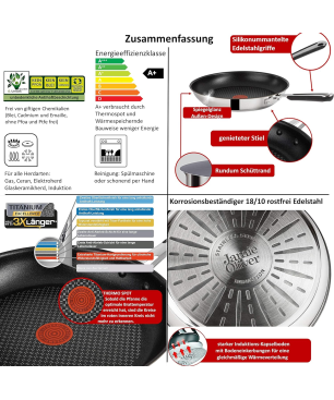 TEFAL E30 Jamie Oliver 9 Tlg Pfanne (Edelstahl, Beschichtung: Titanium)