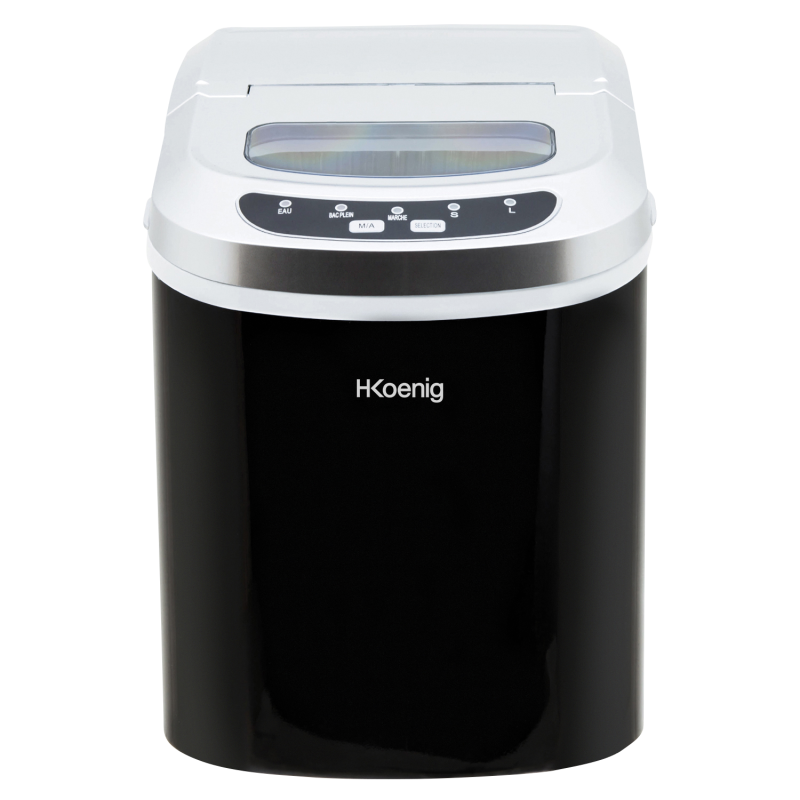 H.KOENIG H.Koenig Eiswürfelmaschine KB / 2 Eiswürfelgrößen / Wasserstandsanzeige / Edelstahl Eiswürfelmaschine (100 Watt, Schw