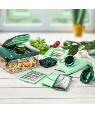 GENIUS Nicer Dicer Chef inkl. Glasschüssel (Set 34-tlg.) Gemüseschneider