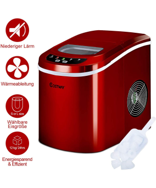 COSTWAY Eismaschine Eiswürfelbereiter (105 Watt, Rot)