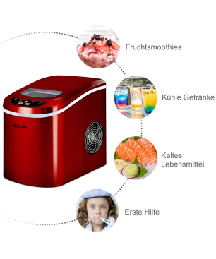 COSTWAY Eismaschine Eiswürfelbereiter (105 Watt, Rot)