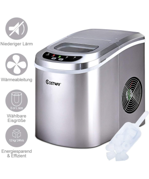 COSTWAY Eismaschine Eiswürfelbereiter (105 Watt, Silber)