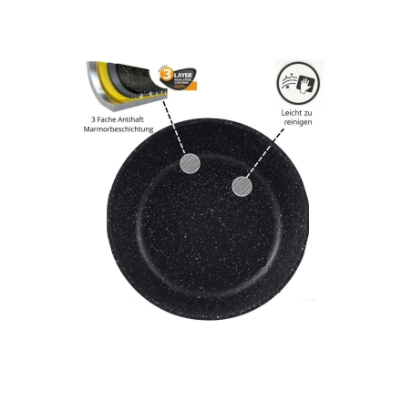 CHEFFINGER 12-Teilig Diamant Topf Kochtopfset Aluminium Schwarz