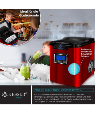 KESSER 22050 Eiswürfelbereiter Eiswürfelmaschine (150 Watt, rot)