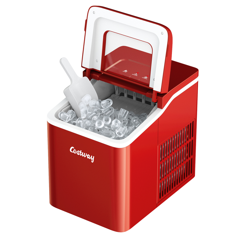 COSTWAY 12KG Eiswürfelmaschine (120 Watt, Rot)
