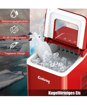 COSTWAY 12KG Eiswürfelmaschine (120 Watt, Rot)