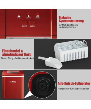 COSTWAY 12KG Eiswürfelmaschine (120 Watt, Rot)