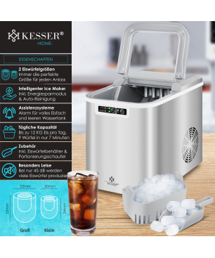KESSER 19703 Eiswürfelbereiter Eiswürfelmaschine (150 Watt, silber)