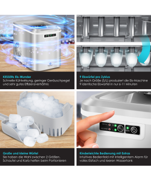 KESSER 19703 Eiswürfelbereiter Eiswürfelmaschine (150 Watt, silber)