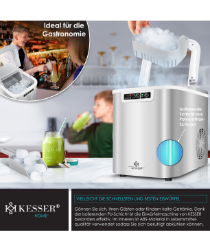 KESSER 19703 Eiswürfelbereiter Eiswürfelmaschine (150 Watt, silber)
