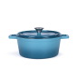 LIVOO Rundbräter Emaille beschichtet Deckel Kochtopf 24cm MEP128B blau Kochtopf emailliertes Gusseisen