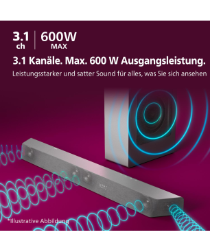 PHILIPS TAB 8507B/10, Soundbar mit kabellosem Subwoofer, schwarz