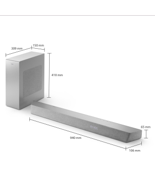 PHILIPS TAB 8507/10, Soundbar mit kabellosem Subwoofer, silber