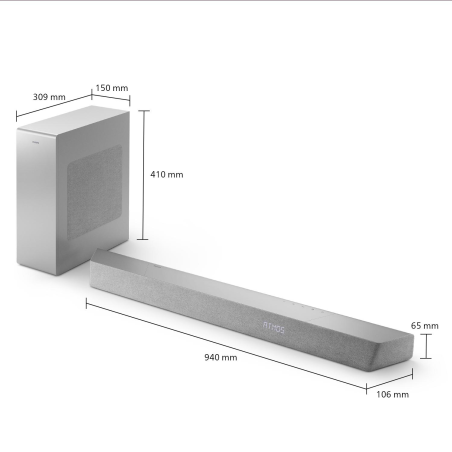 PHILIPS TAB 8507/10, Soundbar mit kabellosem Subwoofer, silber